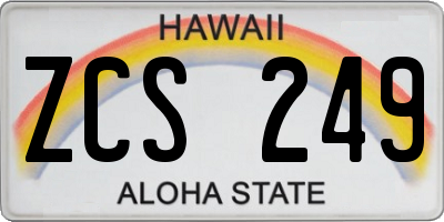 HI license plate ZCS249