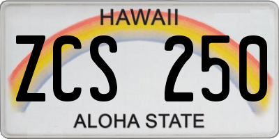 HI license plate ZCS250