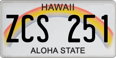 HI license plate ZCS251