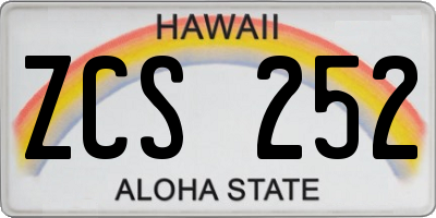 HI license plate ZCS252