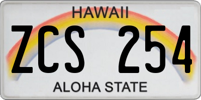 HI license plate ZCS254