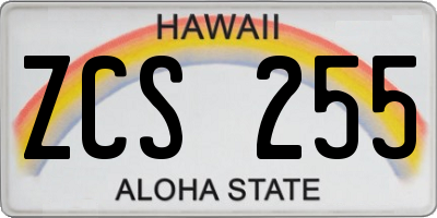 HI license plate ZCS255