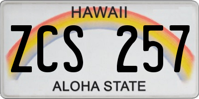 HI license plate ZCS257