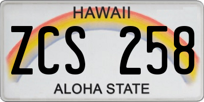 HI license plate ZCS258