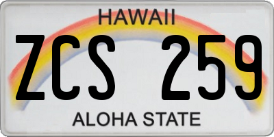 HI license plate ZCS259