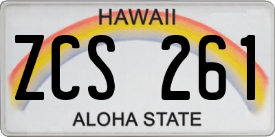 HI license plate ZCS261