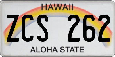 HI license plate ZCS262