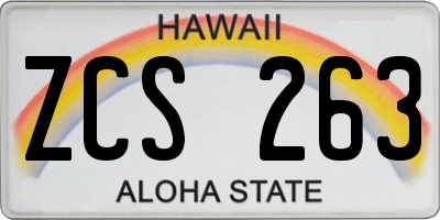 HI license plate ZCS263