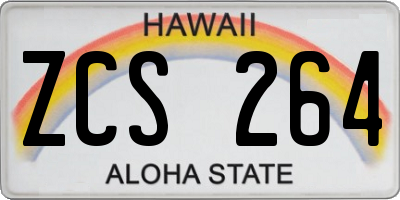 HI license plate ZCS264