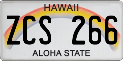 HI license plate ZCS266