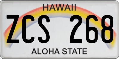 HI license plate ZCS268