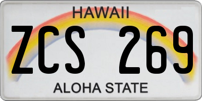 HI license plate ZCS269