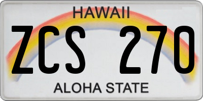 HI license plate ZCS270