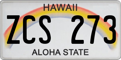 HI license plate ZCS273