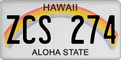 HI license plate ZCS274