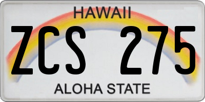 HI license plate ZCS275