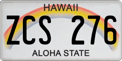HI license plate ZCS276