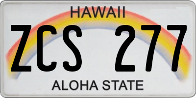 HI license plate ZCS277