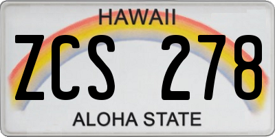 HI license plate ZCS278