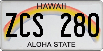 HI license plate ZCS280