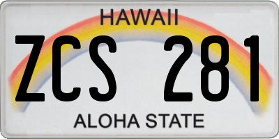 HI license plate ZCS281