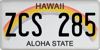 HI license plate ZCS285