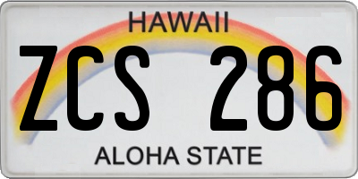 HI license plate ZCS286