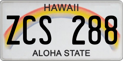 HI license plate ZCS288