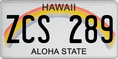 HI license plate ZCS289