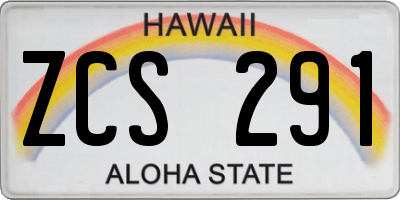 HI license plate ZCS291