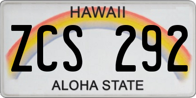 HI license plate ZCS292