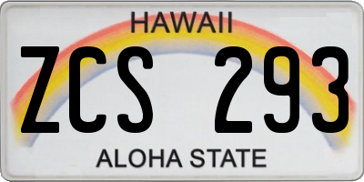 HI license plate ZCS293