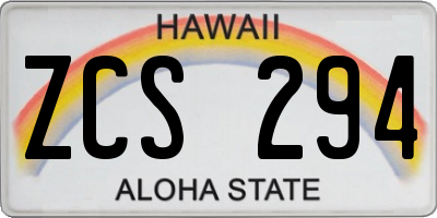 HI license plate ZCS294