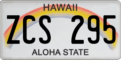 HI license plate ZCS295