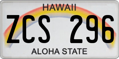 HI license plate ZCS296