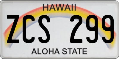 HI license plate ZCS299