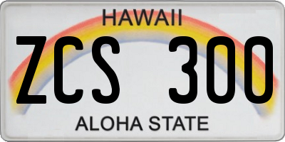HI license plate ZCS300