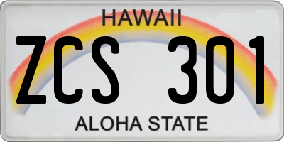 HI license plate ZCS301
