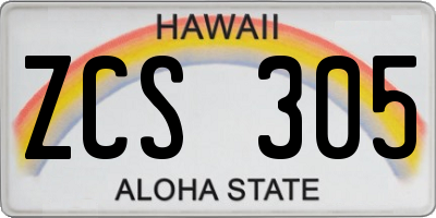 HI license plate ZCS305