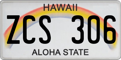 HI license plate ZCS306
