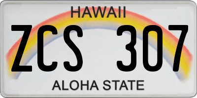 HI license plate ZCS307