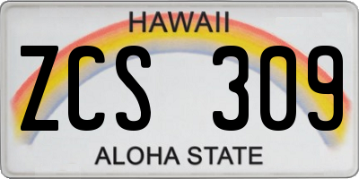 HI license plate ZCS309