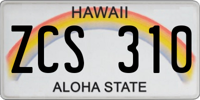 HI license plate ZCS310