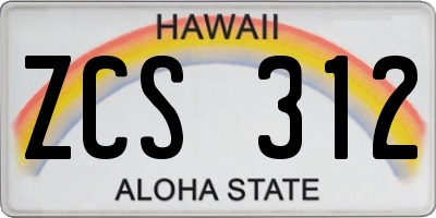 HI license plate ZCS312