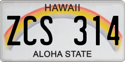 HI license plate ZCS314