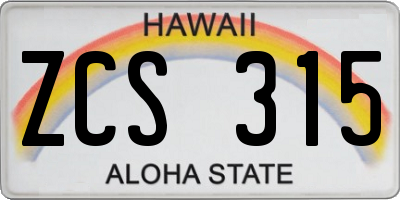 HI license plate ZCS315