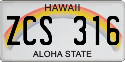 HI license plate ZCS316