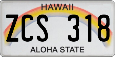 HI license plate ZCS318