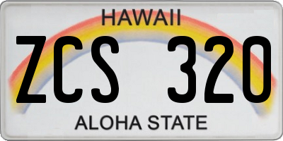 HI license plate ZCS320