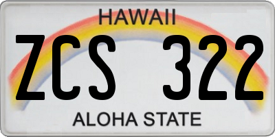 HI license plate ZCS322